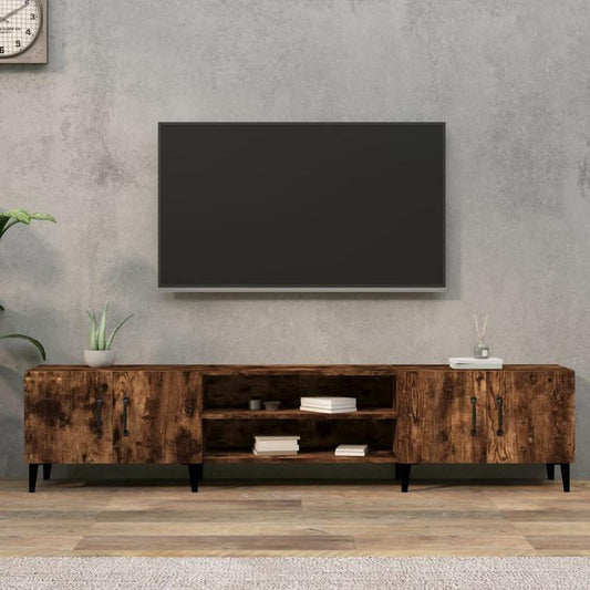 Tv-meubel – Tv-kast – Media Meubel – Lowboard – Dressoir – Massief Hout – 180x31,5x40 cm – 2 Lades en 2 Open Vakken – Geen Montage Nodig