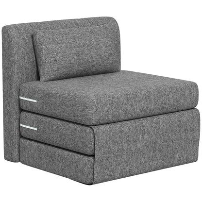 Slaapstoel – Guestbed – Slaapfauteuil – Logeerbed – Opklapbed – 3-Voudig Opvouwbaar – Stevig Metalen Frame – Compact Grijs Design – 80x75x74 Cm