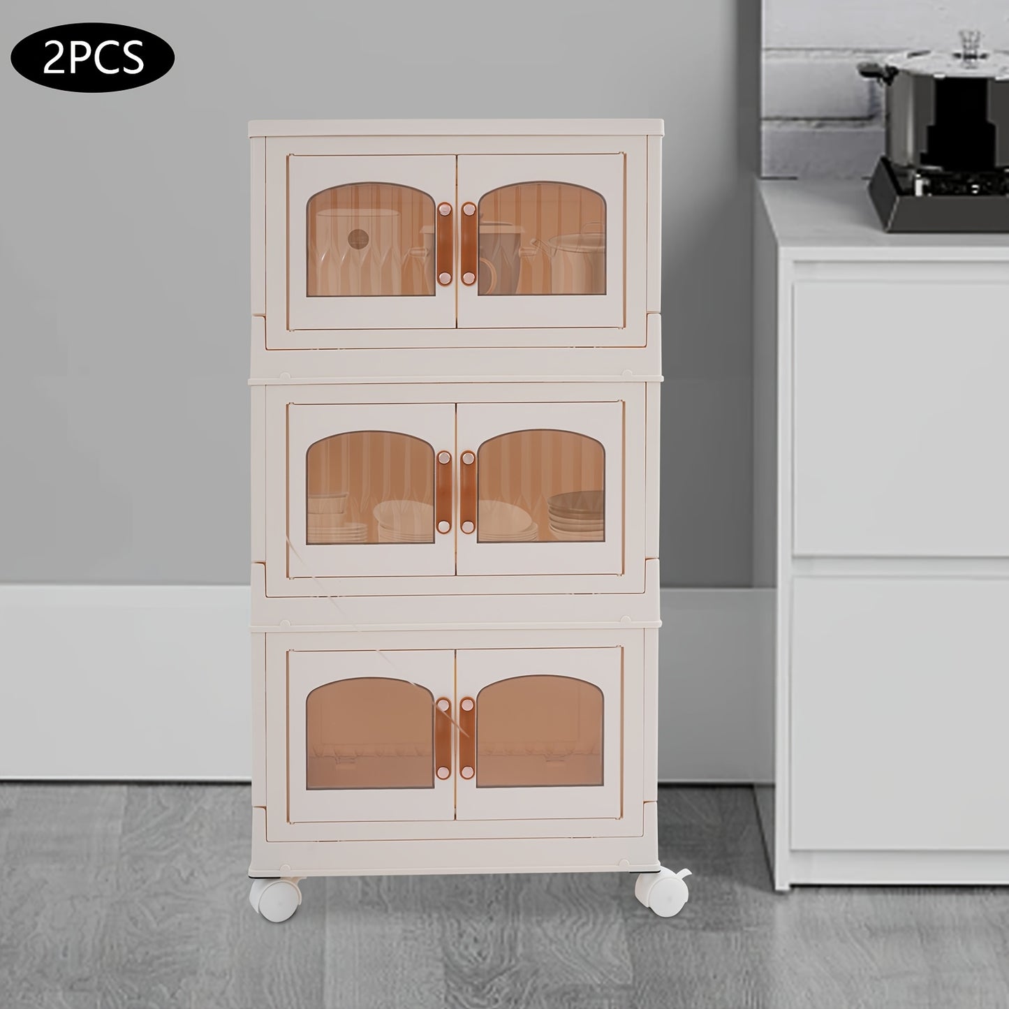 Opvouwbare Opberger – Opbergbox Met Wielen – Vouwkast Organizer – 3-laags Kastje – Milky White – Ruimtebesparend – Draagvermogen 50 kg