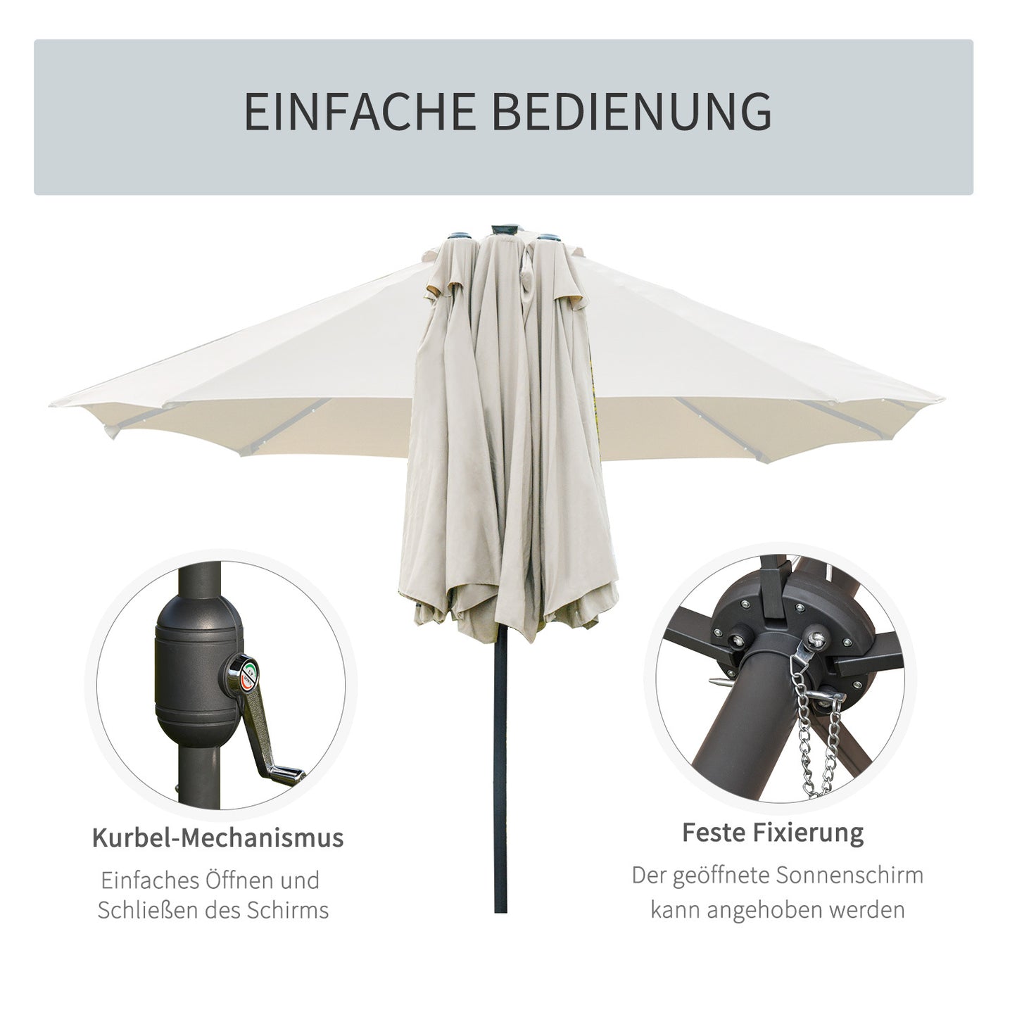 Ovale Zonwering – Schaduwdoek – Terrasdoek – Zonnescherm – Buitenluifel – Crème Kleur – 440 x 256 cm – Weerbestendig Materiaal