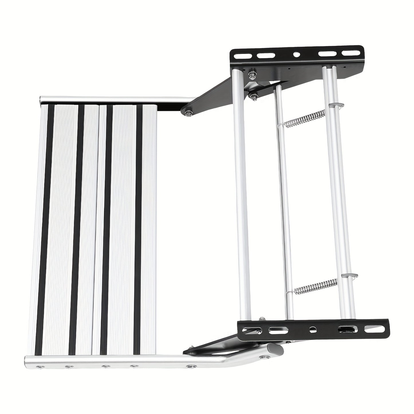 Instaptrap Camper – Opvouwbare Trap – Caravan Trap – Bus Instap – Enkele Trede – Aluminium Legering – Antislip Voetplaat – Draagkracht 150 kg – Zilver