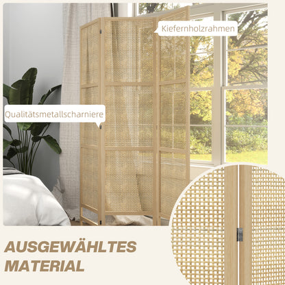 Kamerscherm – Roomdivider – Scheidingswand – Ruimteverdeler – Room Screen – Natuurlijke 3-Delige Kamerscherm – 180 cm Breed – Handgeweven Design – Inklapbaar & Vrijstaand