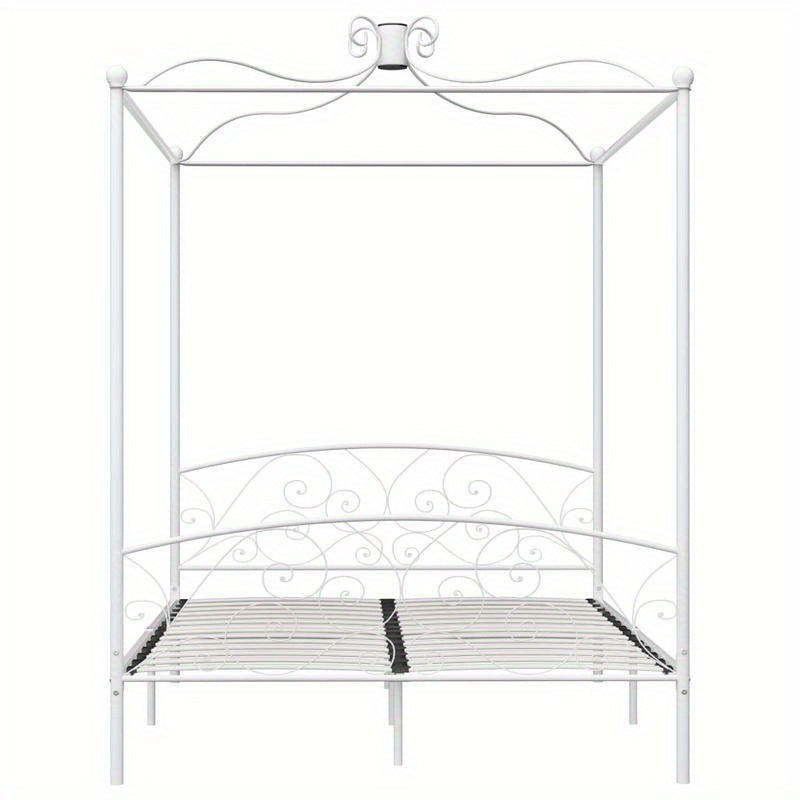 Hemelbedframe – Metaalbed – Slaapbed – Bedframe – Witte Bedframe – 160x200 Cm – Stabiel Metalen Structuur – Art Deco Design