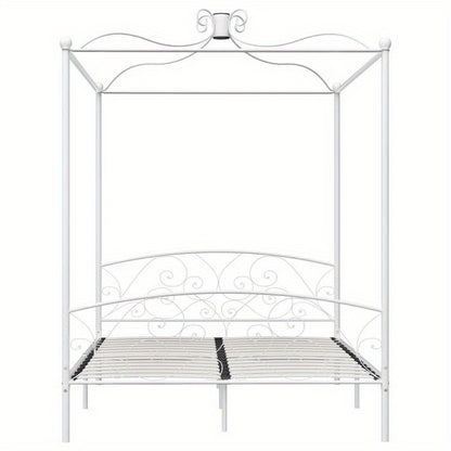 Hemelbedframe – Metaalbed – Slaapbed – Bedframe – Witte Bedframe – 160x200 Cm – Stabiel Metalen Structuur – Art Deco Design