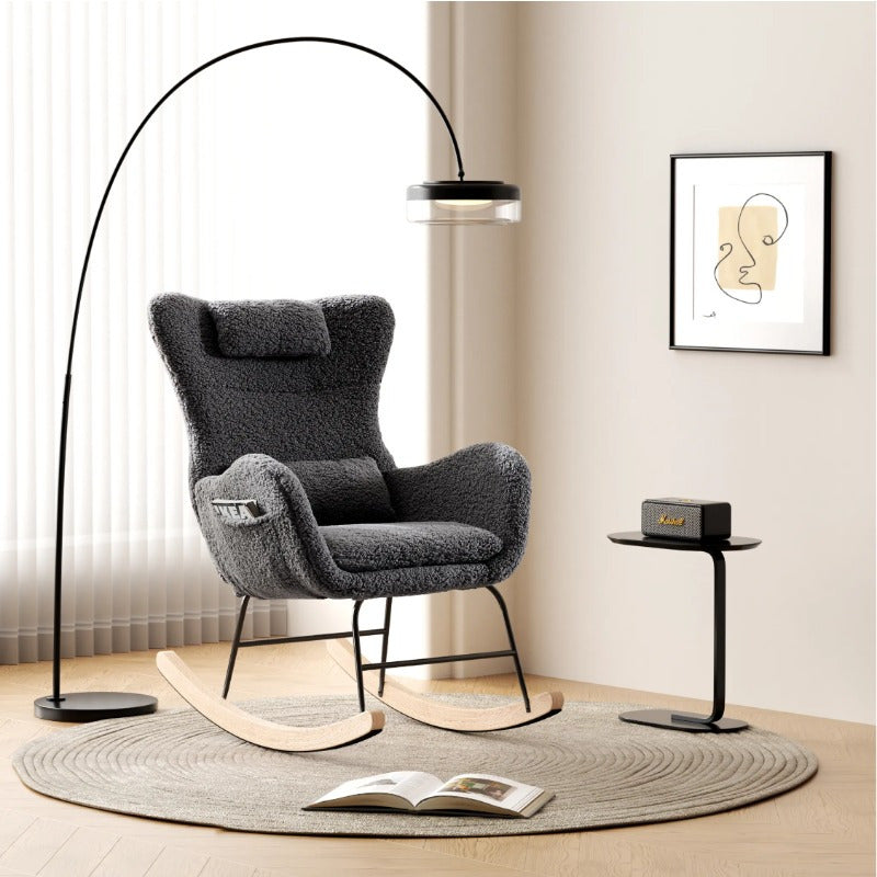 Living Room Single Chair, Lounge Chair, Soft Teddy Bear Plush Rocking Chair, Living Room Lounger with Headrest - Weight Capacity up to 113kg, White,  Cozy Seating, Stylish Seating, Premium Upholstery, Comfortable Seating, Sma