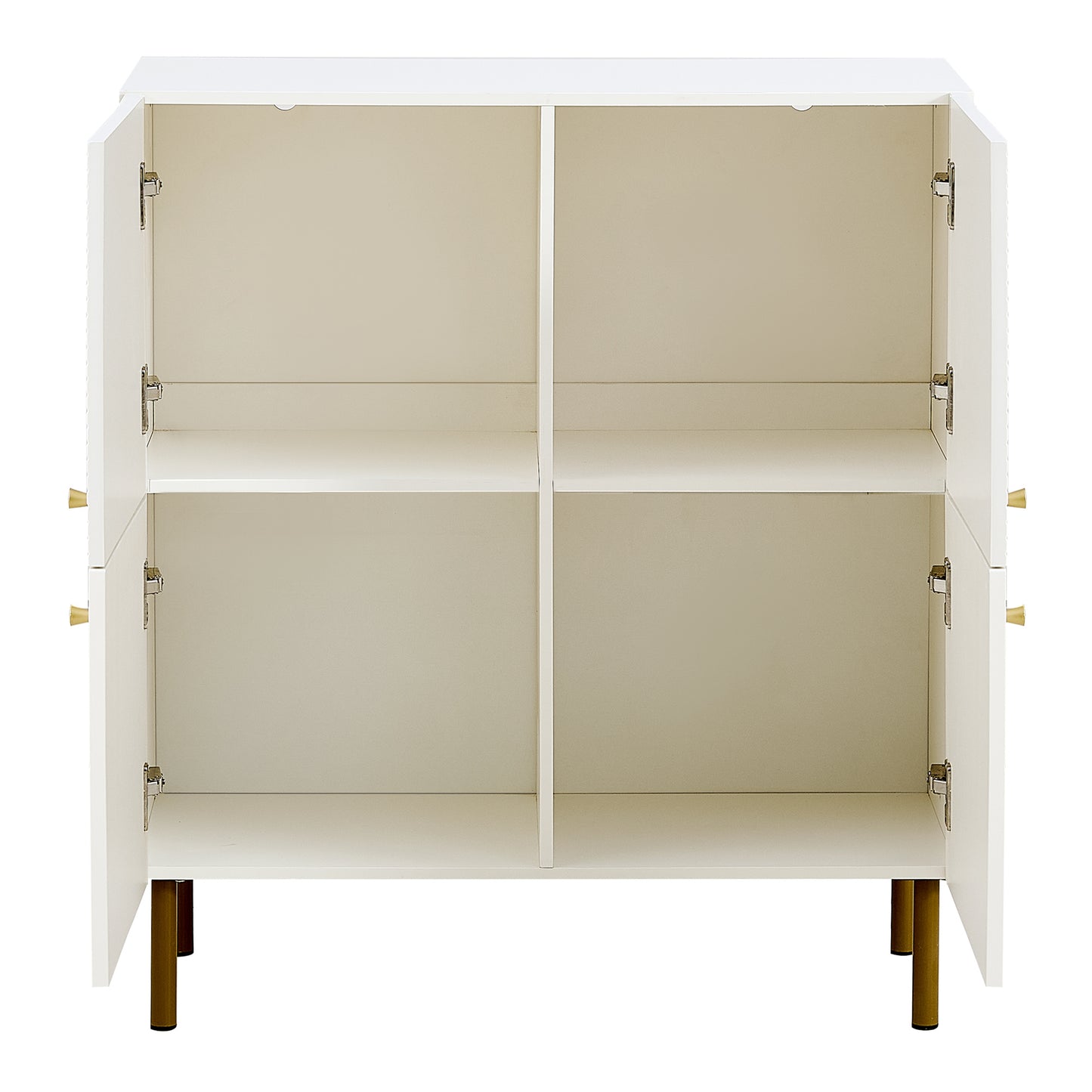 Dressoir – Sideboard – Opbergkast – Ladekast – Kast – Wit MDF – Met Metalen Handgrepen en Poten – Compact 80x36x90 cm – Minimalistisch Design