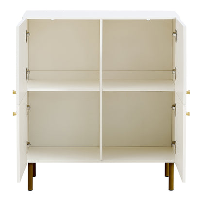 Dressoir – Sideboard – Opbergkast – Ladekast – Kast – Wit MDF – Met Metalen Handgrepen en Poten – Compact 80x36x90 cm – Minimalistisch Design