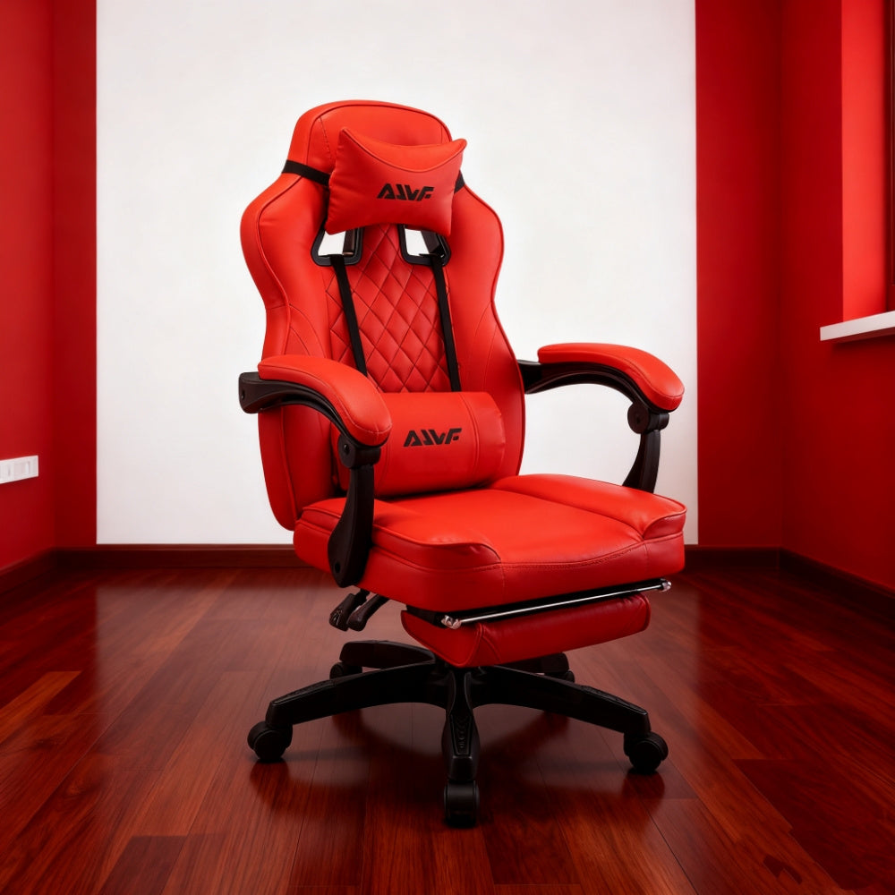 Gamingstoel – Gamestoel – Gaming Chair – Bureaustoel – Game Stoel – Verstelbare Voetensteun – Ergonomische Lendensteun – PU Leder – Draaibaar – Max 150 kg