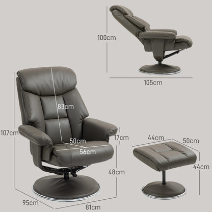TV-fauteuil – Relaxfauteuil – Recliner – Schommelstoel – Fauteuil met Voetenbank – Verstelbare Rugleuning tot 132° – Hoogwaardig Kunstleer Grijs