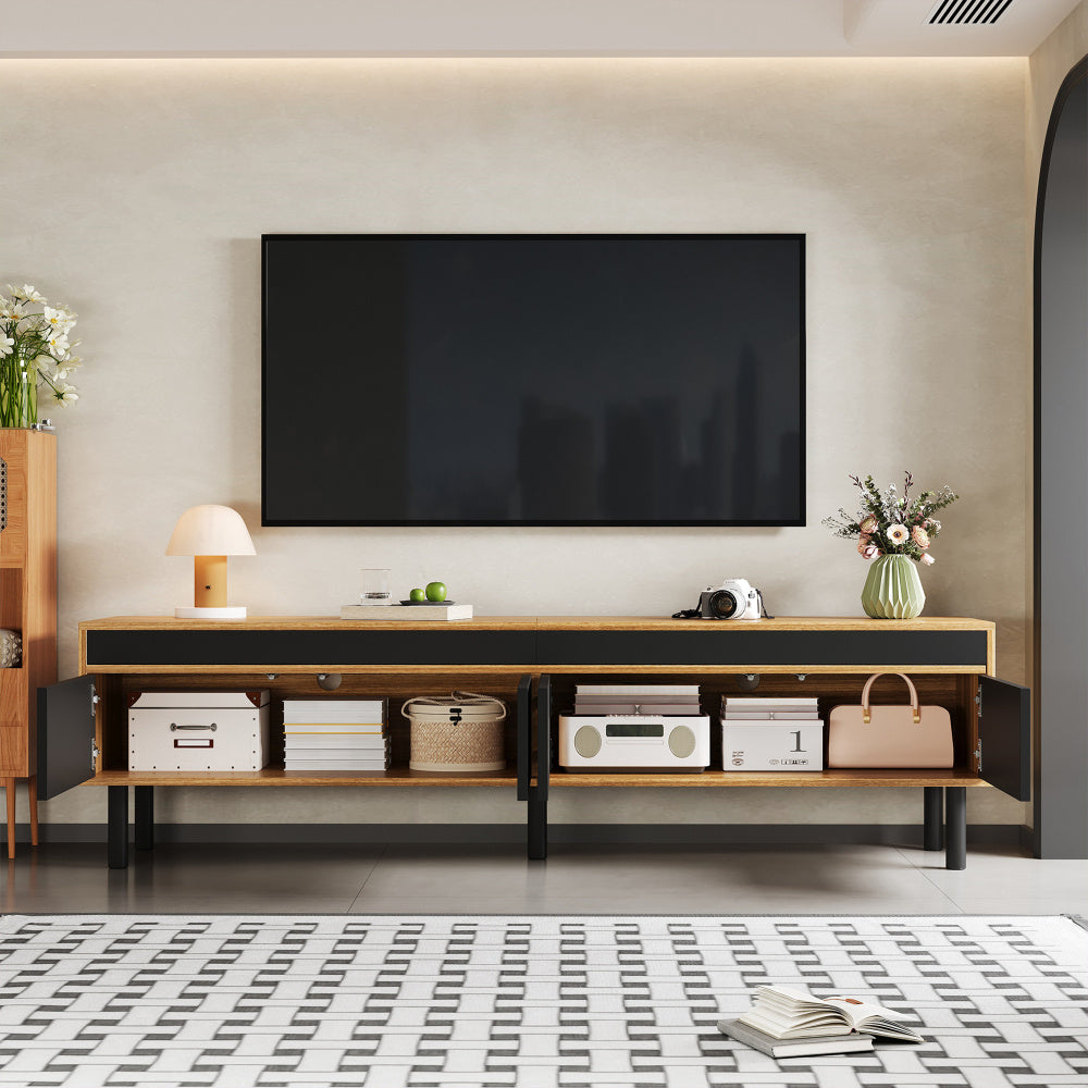 TV-kast – TV-meubel – TV-dressoir – Mediameubel – Driekleurenkast – Natuurlijk Hout – 170 cm Breed – Duurzame Houtnerf Afwerking