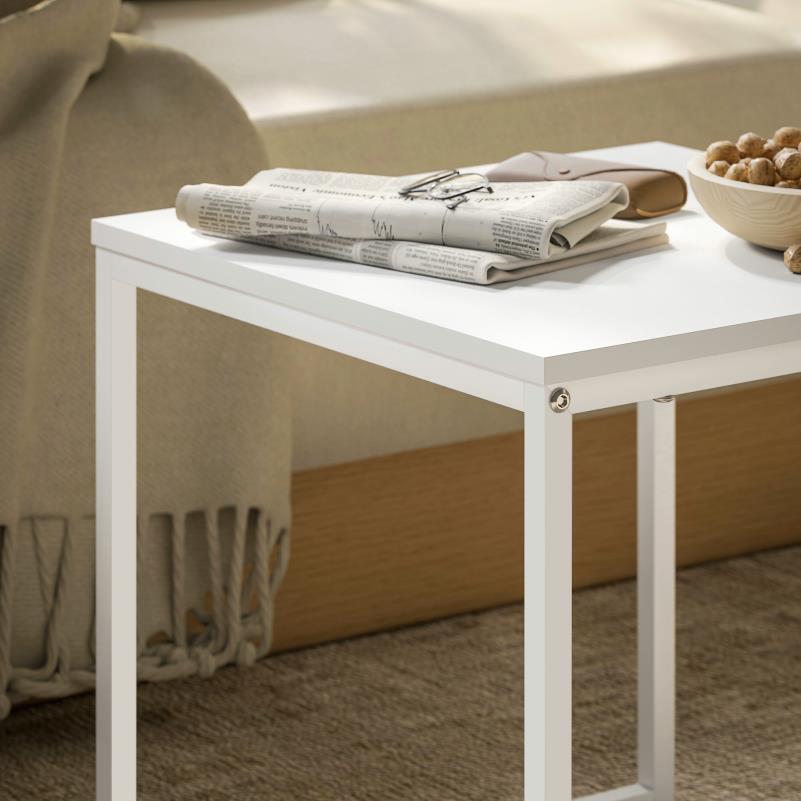 Salontafel Set – Koffietafel – Bijzettafel – Woonkamertafel – Hoektafel – White Oak Houten Blad – Stevig Stalen Frame – Draagkracht 30 kg – Weerbestendig Design