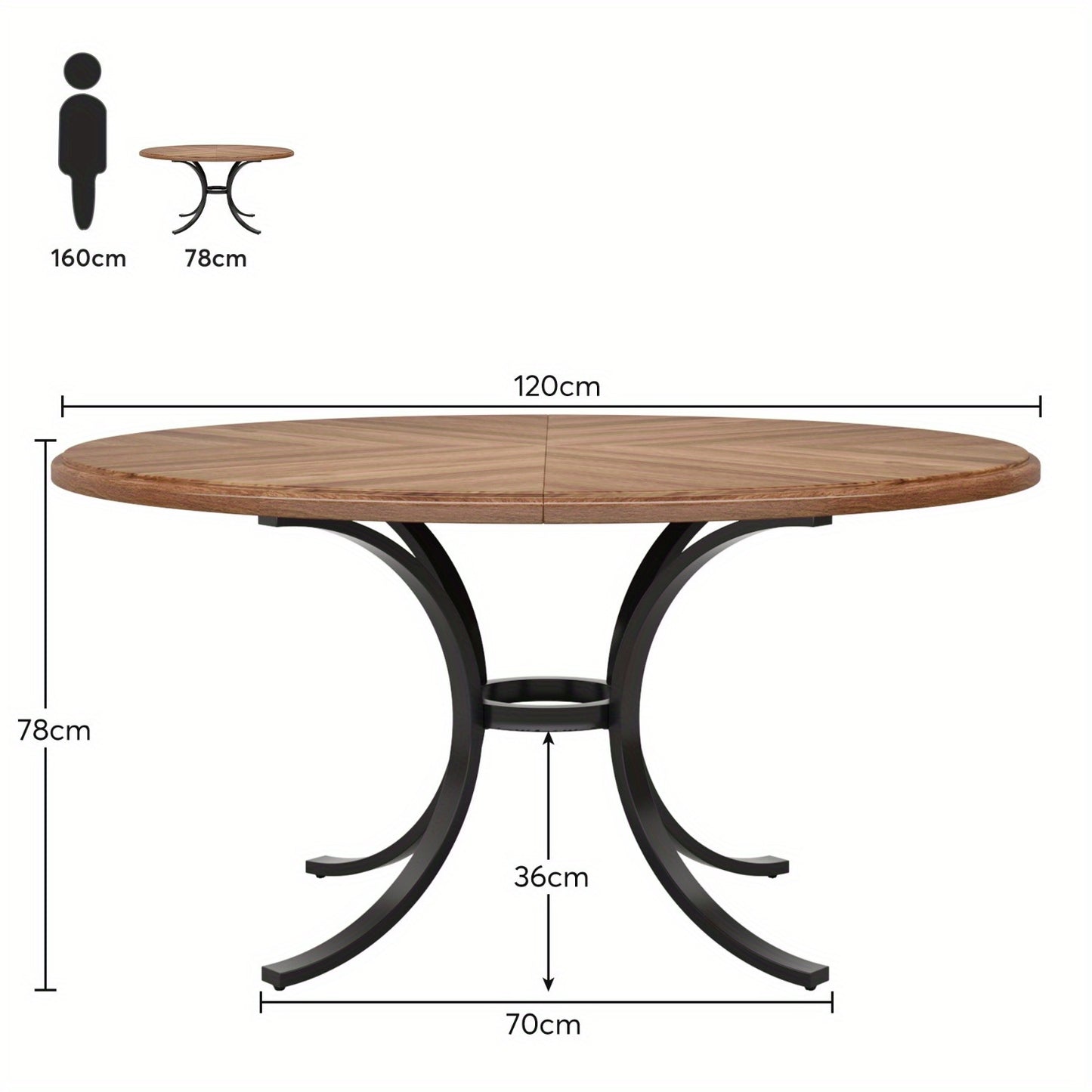 Ronde Eettafel – Uitklapbare Tafel – Eetkamertafel – Keukentafel – Tafel Voor 4-6 Personen – Bruine Houtlook – Krasbestendig Oppervlak – Uitschuifbaar Blad
