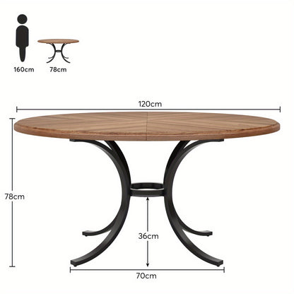 Ronde Eettafel – Uitklapbare Tafel – Eetkamertafel – Keukentafel – Tafel Voor 4-6 Personen – Bruine Houtlook – Krasbestendig Oppervlak – Uitschuifbaar Blad