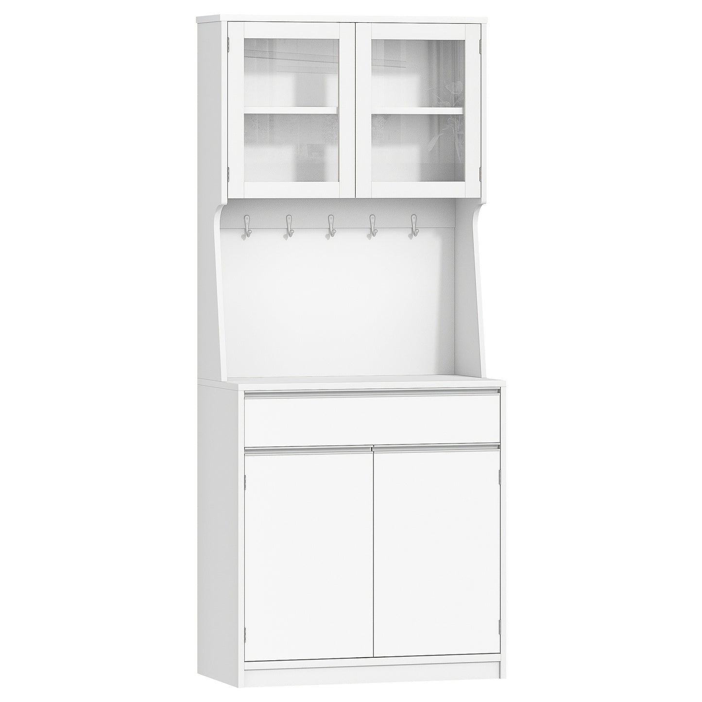 Kitchen Cabinet, Sideboard High Cupboard with Countertop and 4 Storage Compartments Adjustable Shelves Suitable for Kitchen or Living Room, 40 × 75 × 180cm White, Dining Room Furniture, Stylish Sideboard, Sleek Storage, Par