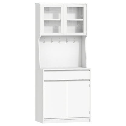 Kitchen Cabinet, Sideboard High Cupboard with Countertop and 4 Storage Compartments Adjustable Shelves Suitable for Kitchen or Living Room, 40 × 75 × 180cm White, Dining Room Furniture, Stylish Sideboard, Sleek Storage, Par