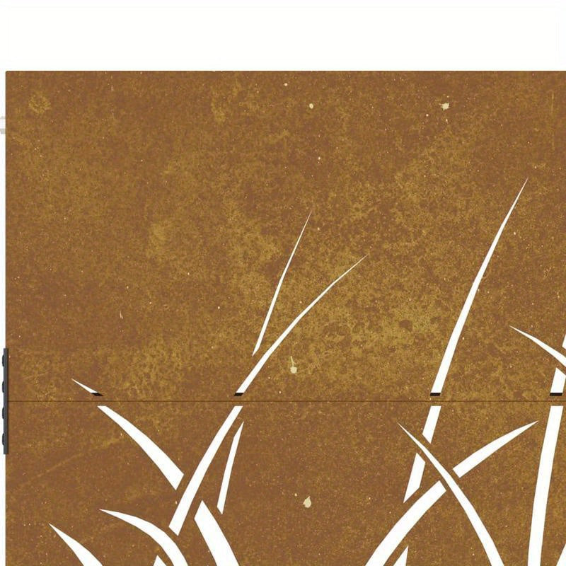 Gate Measuring 85X100 Cm with a Grass Design in Corten Steel, Suitable for Outdoor Terraces.