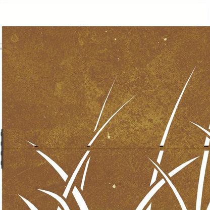 Gate Measuring 85X100 Cm with a Grass Design in Corten Steel, Suitable for Outdoor Terraces.