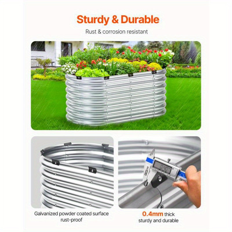 Hoogtebak Tuin – Verhoogd Plantenbed – Moestuinbak – Kruidenbak – Bloembak – Gegalvaniseerd Staal – Roestvrij & Weerbestendig – 121,92x60,96x60,96 cm – Ovaal Design