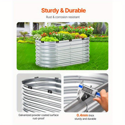 Hoogtebak Tuin – Verhoogd Plantenbed – Moestuinbak – Kruidenbak – Bloembak – Gegalvaniseerd Staal – Roestvrij & Weerbestendig – 121,92x60,96x60,96 cm – Ovaal Design