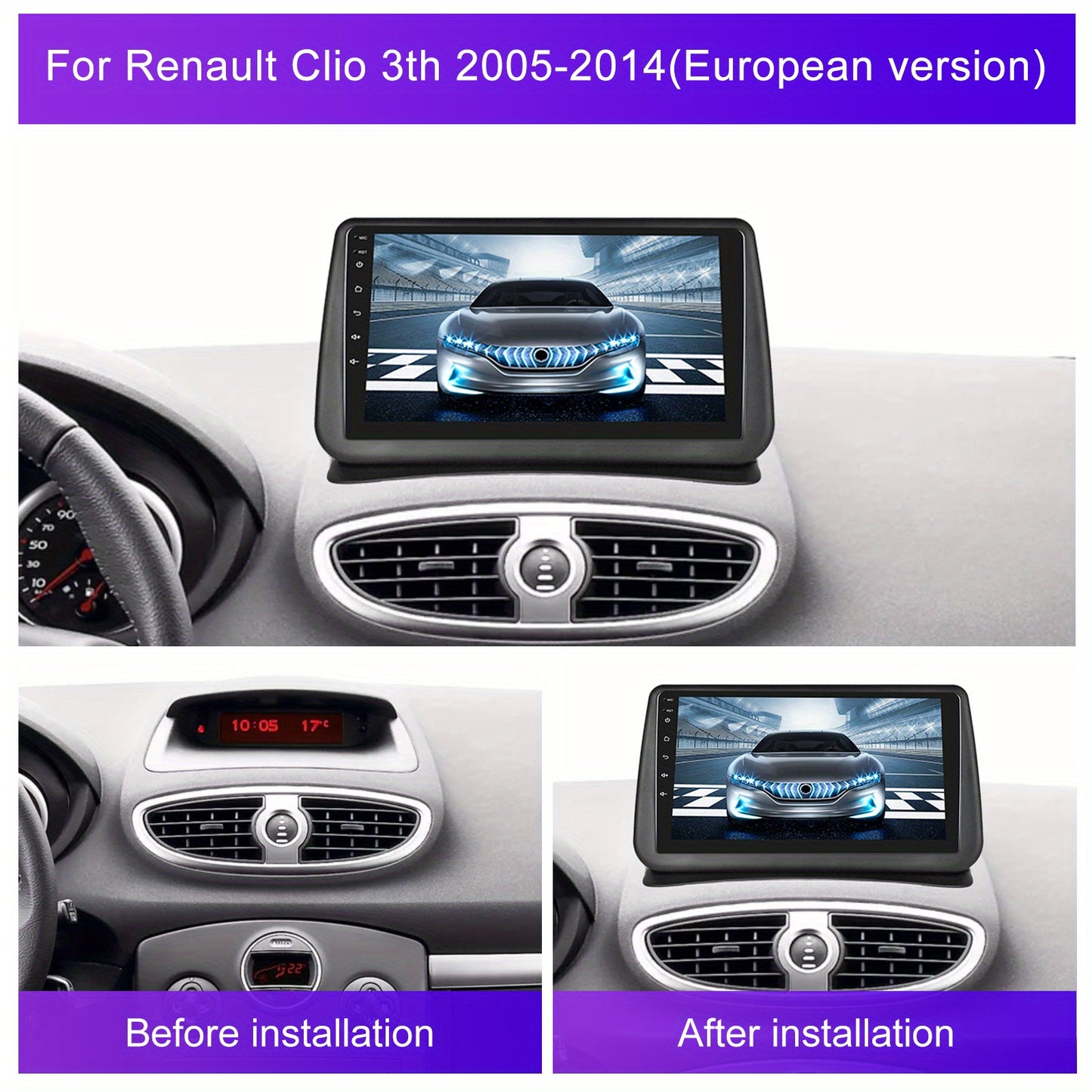 Android 15 Autoradio Renault Clio 3 – Multimedia Systeem – Navigatie Radio – Touchscreen Unit – CarPlay Android Auto – 9 Inch Scherm – 4GB RAM 64GB Opslag – AHD Achteruitrijcamera Inclusief Microfoon