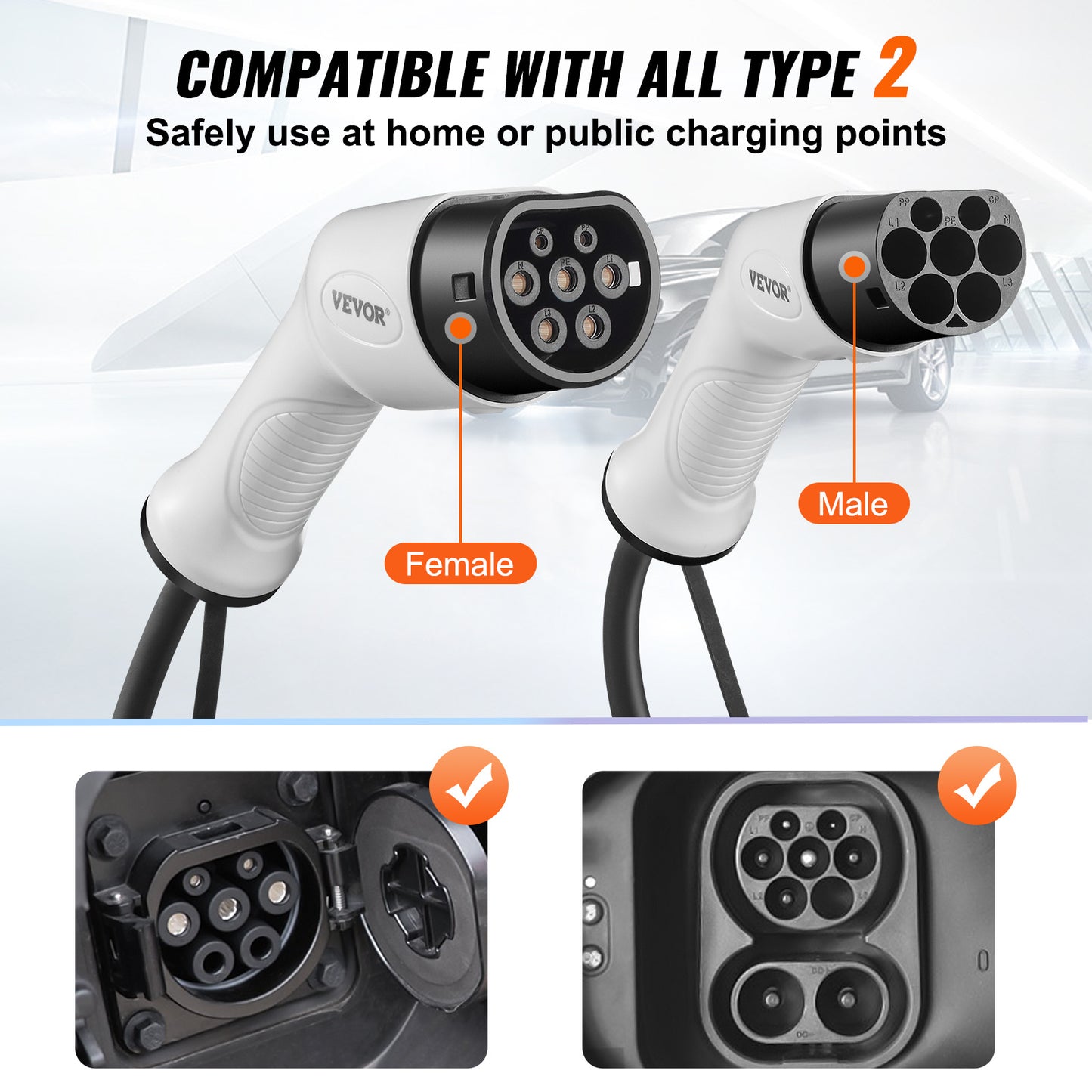 Type 2 Laadkabel – EV Laadsnoer – Elektrische Auto Kabel – Oplaadkabel – 5 Meter Kabel – 16A 3,6 kW – Duurzaam TPU Materiaal