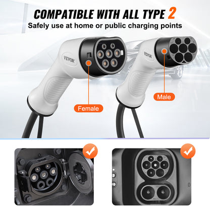 Type 2 Laadkabel – EV Laadsnoer – Elektrische Auto Kabel – Oplaadkabel – 5 Meter Kabel – 16A 3,6 kW – Duurzaam TPU Materiaal