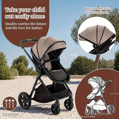 3-in-1 Kinderwagen – Buggy – Combi Kinderwagen – Babybedje – Wandelwagen – Lichtgewicht Aluminium Frame – Eénhandige Vouwfunctie – Roze