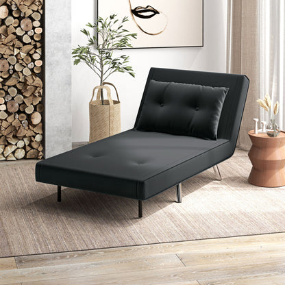 Slaapfauteuil – Relaxstoel – Bedfauteuil – Gastenbed – Velours Fauteuil – Donkergrijs – 3-stand Verstelbare Rugleuning – Compact 77x88x83 cm