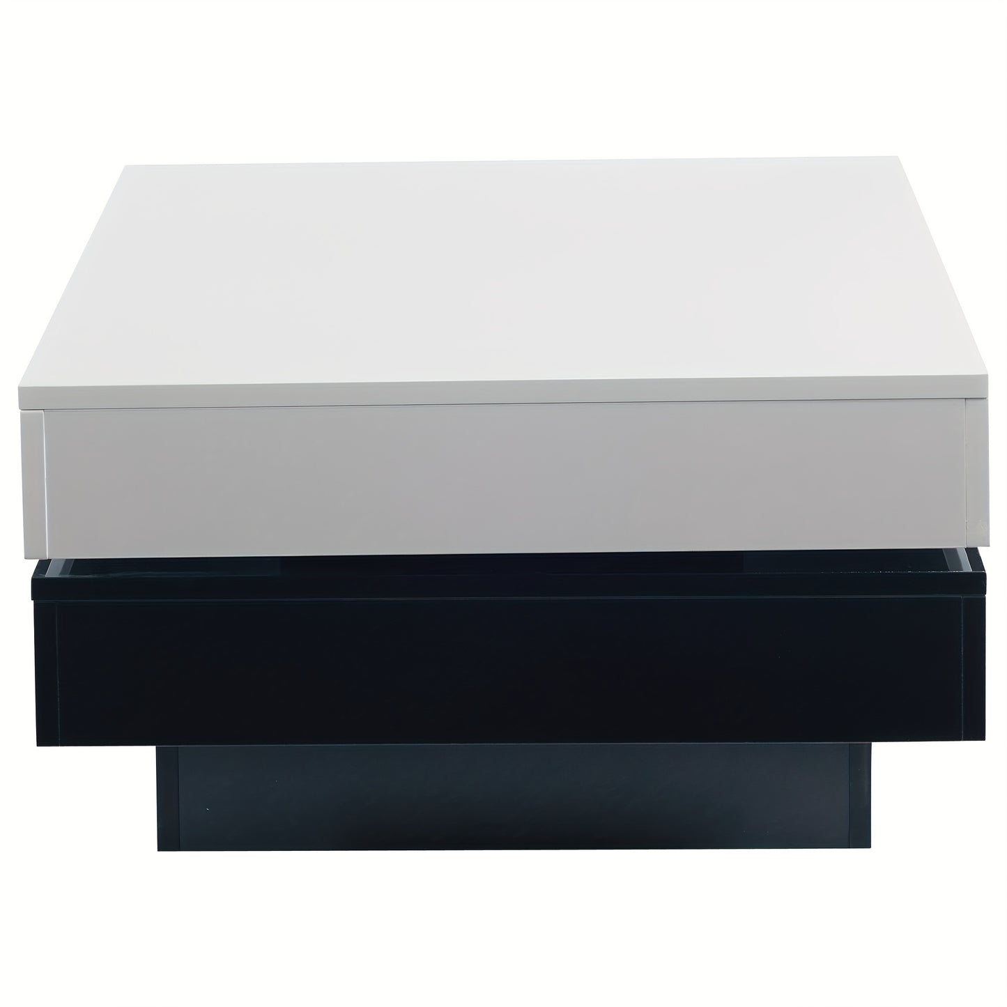 Modern Swivel Coffee Table with Black & White Patchwork Design - High-Gloss Finish, Double Center Table Made of Particle Board, Perfect for Apartment Living Rooms, Minimalist Furniture, Stylish Metal Accents, Easy Assembly