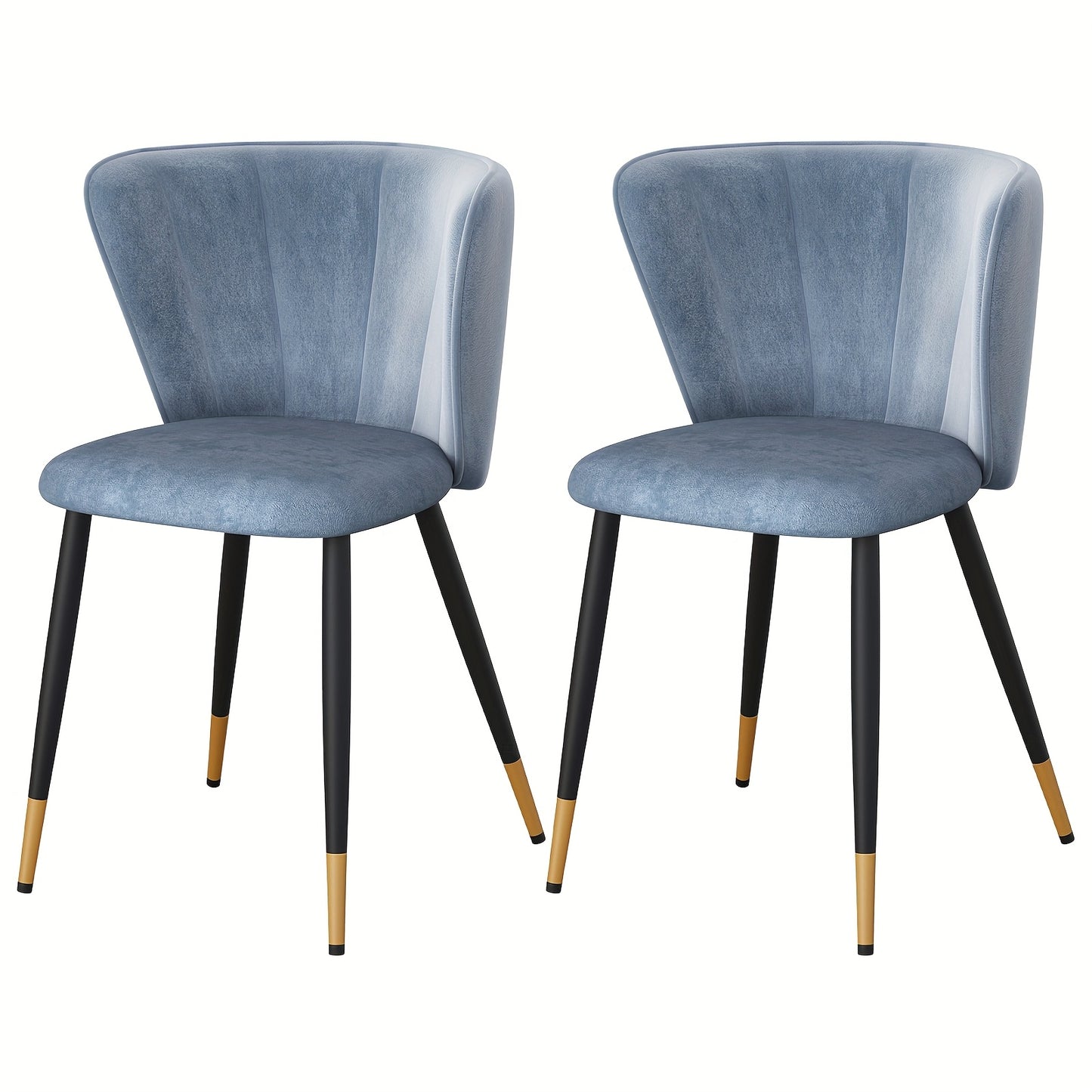 Set van 2 Velvet Eetkamerstoelen – Gestoffeerde Stoelen met Rugleuning en Metalen Poten – Blauw, Modern en Comfortabel voor Keuken, Woonkamer of Eetkamer