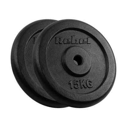 Gietijzeren Gewichtenset – Halterschijven – Gewichtsschijven – Power Plates – Dumbbell Schijven – 2 x 15 kg – 31 mm Gat – Duurzaam Gietijzer