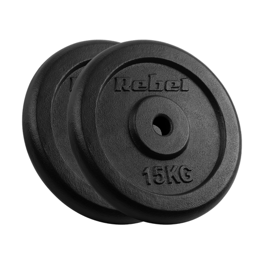 Gietijzeren Gewichtenset – Halterschijven – Gewichtsschijven – Power Plates – Dumbbell Schijven – 2 x 15 kg – 31 mm Gat – Duurzaam Gietijzer