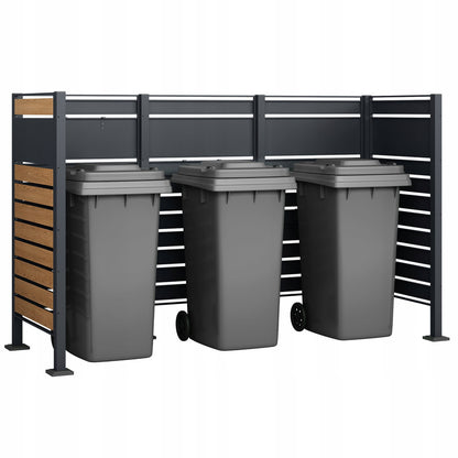 Afvalcontainerbehuizing – Containerkast – Afvalbak Opbergbox – Prullenbak Schuilplek – Afvalopslag – Voor 4 Containers 240L – Weerbestendig Kunststof – Gasveer Deksel Met Schokdempers