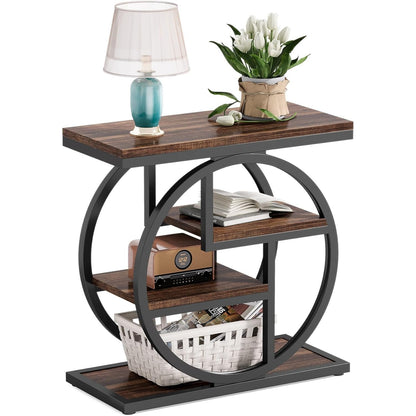 Nachtkastje – Bijzettafel – Ladekastje – Wandkast – Opbergkast – Smal Ontwerp – MDF & Metalen Frame – 4 Lades – Verstelbare Voeten