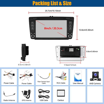 Autostereo – Autoradio – Car Stereo – Multimedia Systeem – Android Autoradio – 8 Inch HD Touchscreen – Android 15 OS – 4GB RAM 64GB Opslag – Draadloze CarPlay & Android Auto – Inclusief AHD Achteruitrijcamera