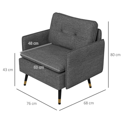Fauteuil – Relaxstoel – Loungestoel – Zetel – Designstoel – Scandinavisch Design – Gestoffeerde Rugleuning – Metalen Poten Met Gouden Details