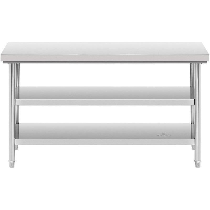 RVS Werktafel – Werkbank – Inpaktafel – Keukentafel – Werkblad – 150x70 cm – Roestvrij Staal – Verstelbare Poten – 3 Niveaus – 600 kg Draagvermogen