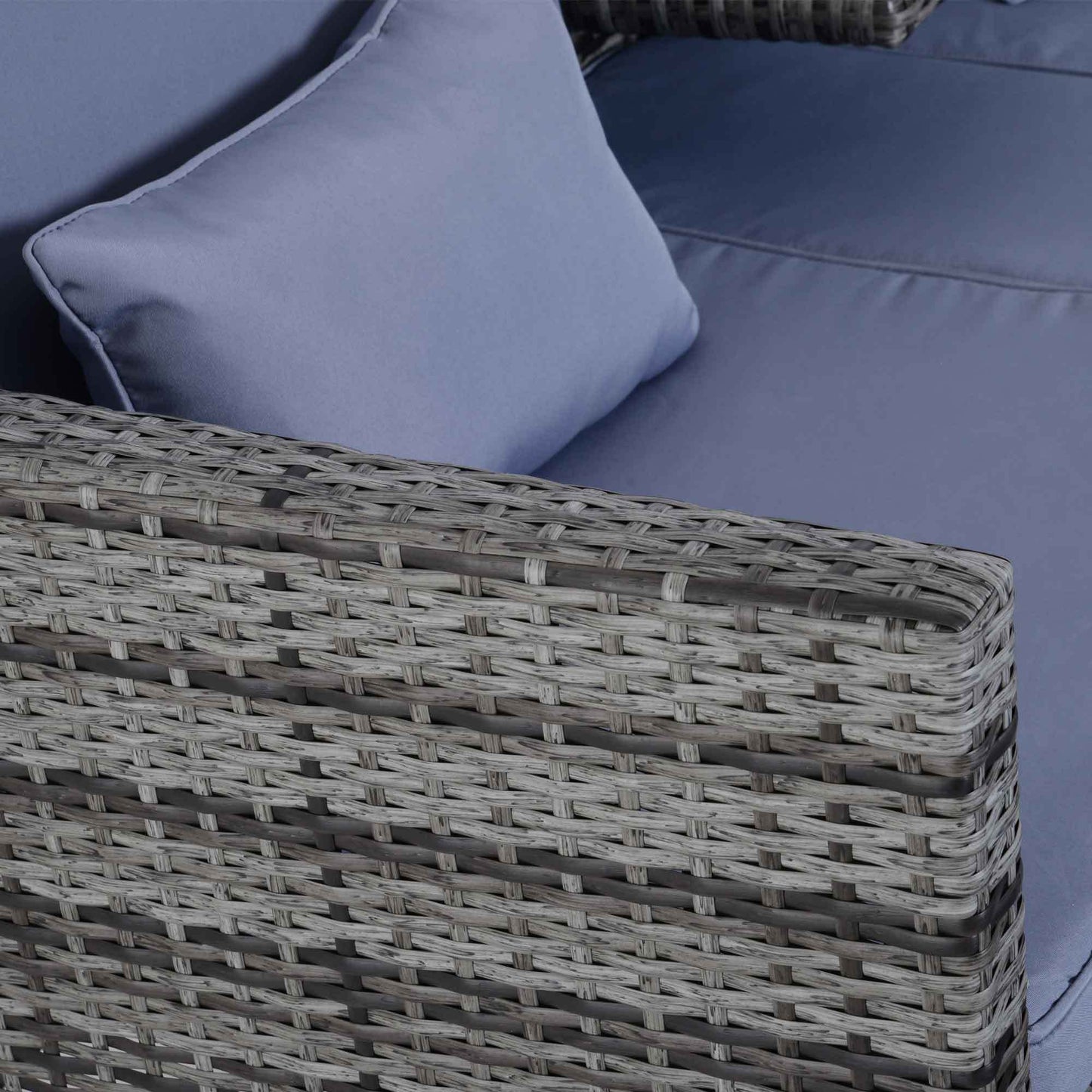 3-delige Loungeset – Tuinmeubelset – Tuinbank – Loungesofa – Rattan Set – Grijs – Verstelbare Rugleuning – Weerbestendig Poly Rattan Met Metalen Frame
