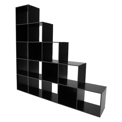 15-Cube L-Shaped Storage Bookcase | Black Plastic Freestanding Organizer for Home & Office, Contemporary Style by NaMaSyo, Corner Shelves