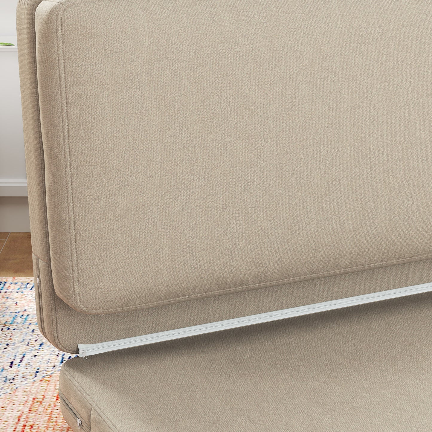Relaxstoel – Fauteuil – Loungestoel – Vloerstoel – Slaapstoel – 2-in-1 Opvouwbaar – 120 cm Breed – Beige Velvet Stoffering