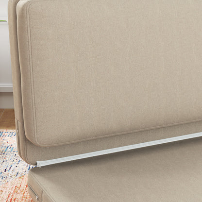 Relaxstoel – Fauteuil – Loungestoel – Vloerstoel – Slaapstoel – 2-in-1 Opvouwbaar – 120 cm Breed – Beige Velvet Stoffering
