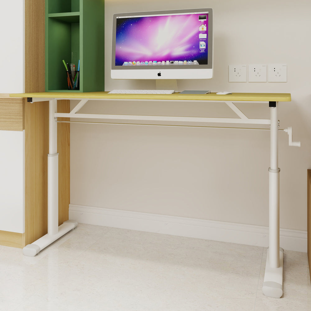 Verstelbaar Bureau – Studiebureau – Werkplek Bureau – Thuiswerk Bureau – Compact Bureau – Handmatige Hoogteverstelling – Stevig A-Frame Ontwerp – Houtkleur Variant