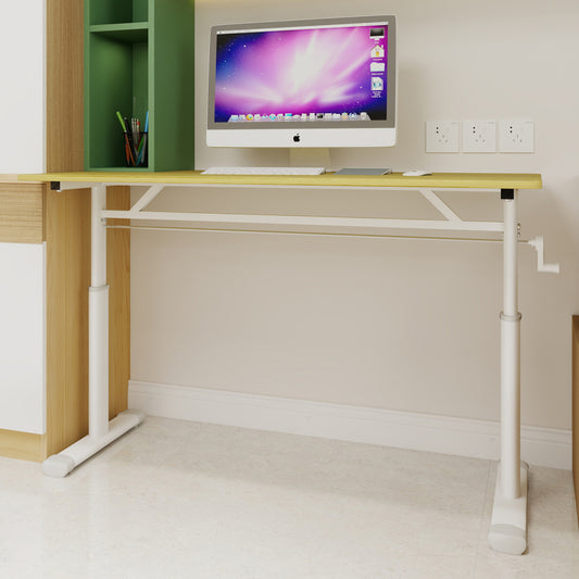 Verstelbaar Bureau – Studiebureau – Werkplek Bureau – Thuiswerk Bureau – Compact Bureau – Handmatige Hoogteverstelling – Stevig A-Frame Ontwerp – Houtkleur Variant