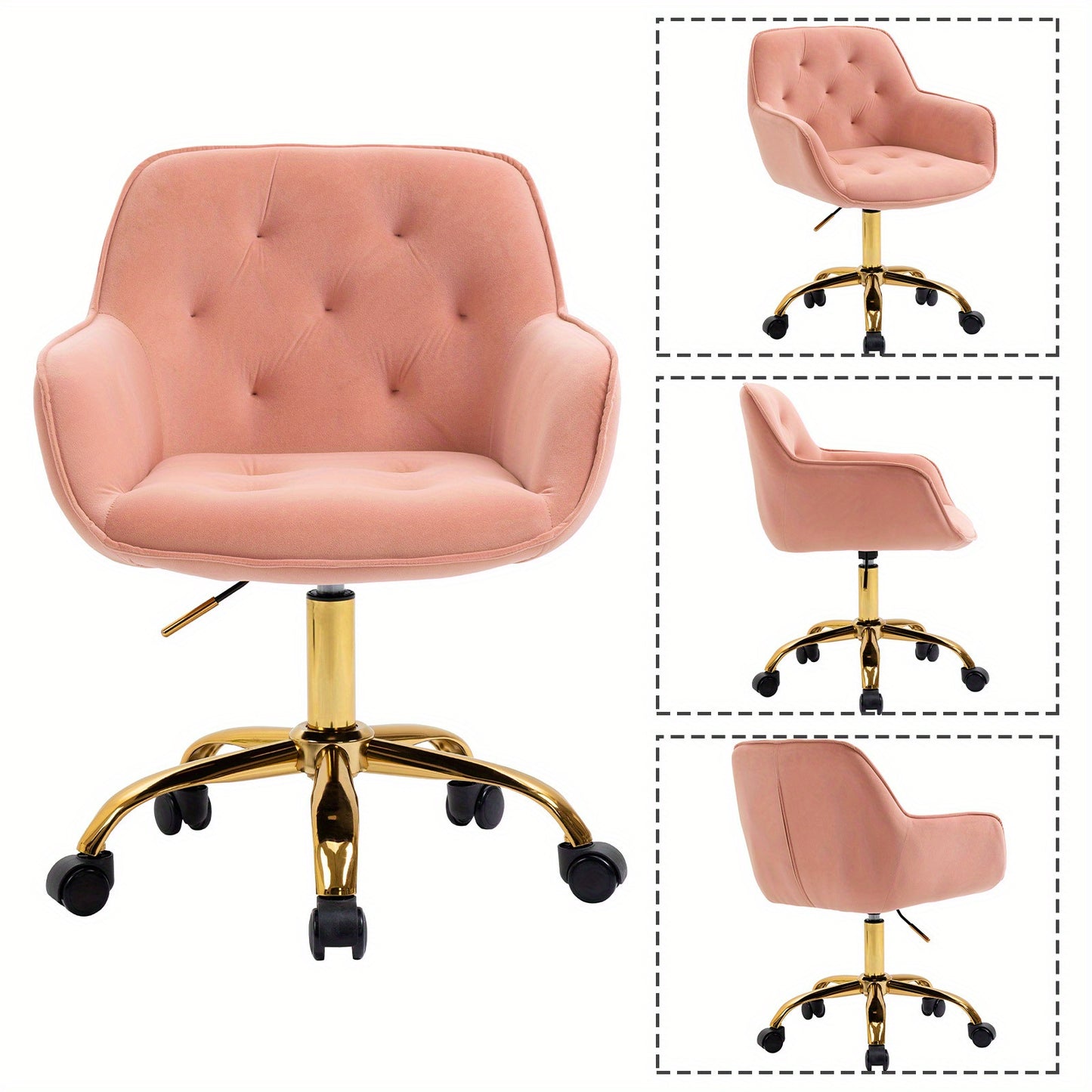 Bureaustoel – Bureaustoel Met Wieltjes – Bureau Stoel – Gamingstoel – Kantoorstoel – Ergonomisch Design – Verstelbare Hoogte – Velvet Bekleding – Houten Frame
