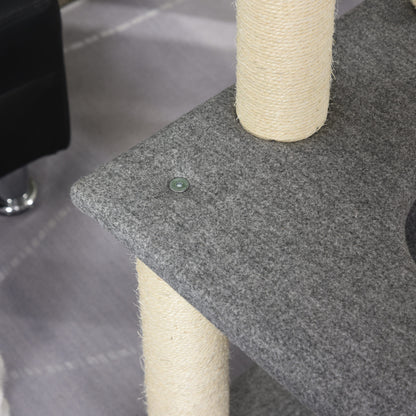 Krabpaal – Kattenboom – Krabmeubel – Kattenhuis – Kattenmand – 155 cm Hoog – Met Hangmat en Sisal Krabpalen