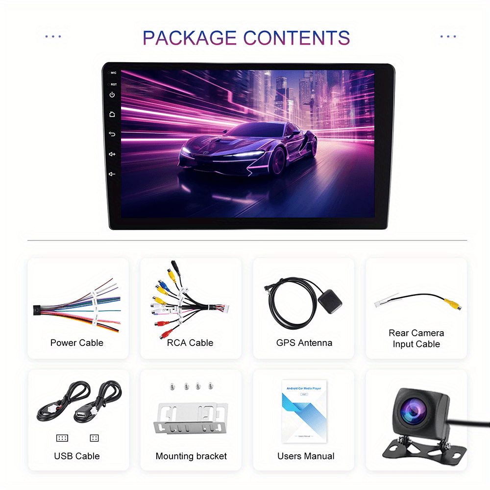 Android 15 Car Stereo – Auto Radio – Multimedia Speler – Navigatiesysteem – Dubbele Din – 9 Inch HD Touchscreen – Draadloze CarPlay & Android Auto – AHD Achteruitrijcamera & 4GB RAM/64GB Opslag