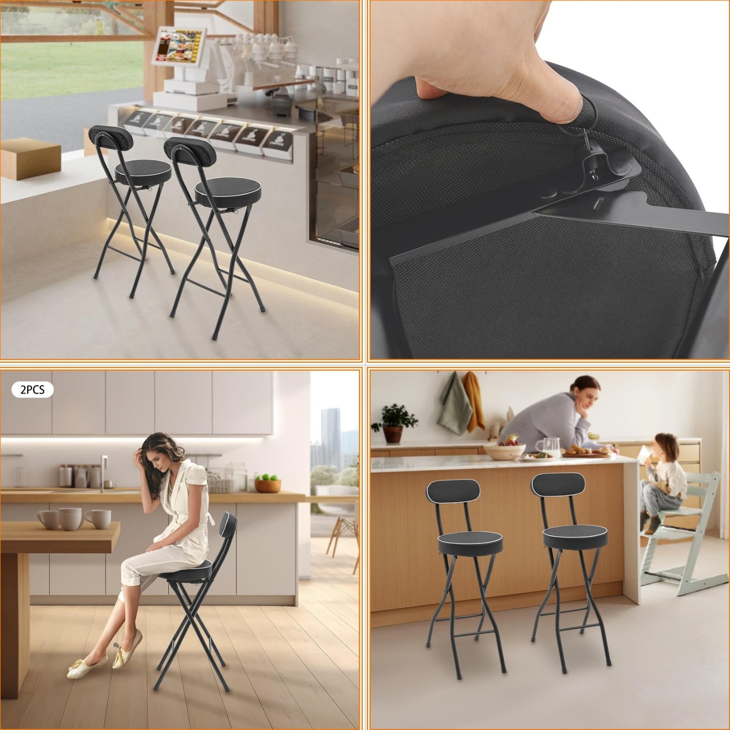 Vouwkrukje – Opvouwbare Kruk – Campingkruk – Klapstoel – Draagbaar Krukje – Stalen Frame – Compact & Lichtgewicht – Max. 140 kg Draagkracht