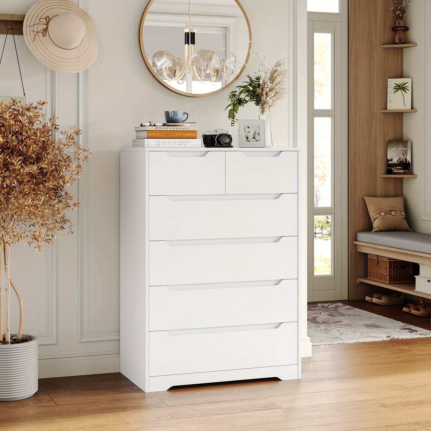 Ladekast – Ladekasten – Opbergkast – Commode – Kast – Wit – 110,5 x 70 x 40 cm – 6 Lades – Anti-Kantel systeem – Metalen Rails – Modern Design