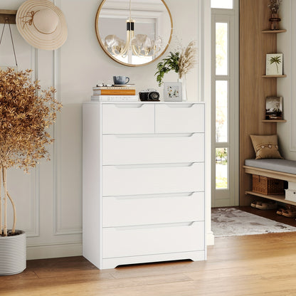 Ladekast – Ladekasten – Opbergkast – Commode – Kast – Wit – 110,5 x 70 x 40 cm – 6 Lades – Anti-Kantel systeem – Metalen Rails – Modern Design