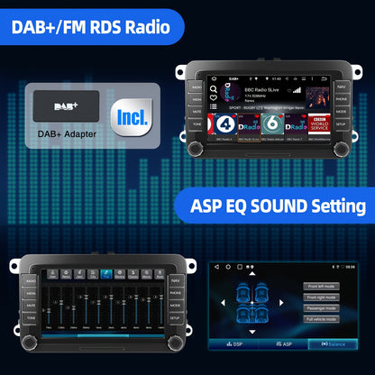 Autoradio Volkswagen – Multimedia Speler – Autoradio Android – GPS Navigatie – DAB+ Radio – 7-Inch IPS Touchscreen – Wireless Carplay & AHD Achteruitrijcamera